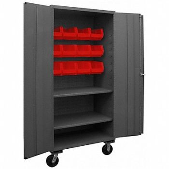 DURHAM MFG K4882 Bin Cabinet 80 x36 x24 Gray 12RedBns, 36EZ44