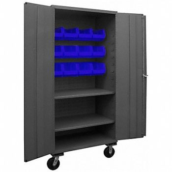 DURHAM MFG K4882 Bin Cabinet 80 x36 x24 Gray 12BlueBns, 36EZ45