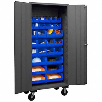 DURHAM MFG K4876 Bin Cabinet 80 x36 x24 Gray 30BlueBns, 36EZ48