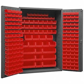 DURHAM MFG K4891 Bin Cabinet 72 x48 x24 Gray 186RedBns, 36EZ92