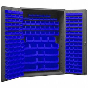 DURHAM MFG K4891 Bin Cabinet 72 x48 x24 Gray 186BlueBns, 36EZ93