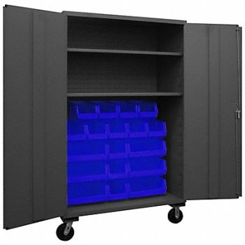 DURHAM MFG K4883 Bin Cabinet 80 x48 x24 Gray 18BlueBns, 36EZ51