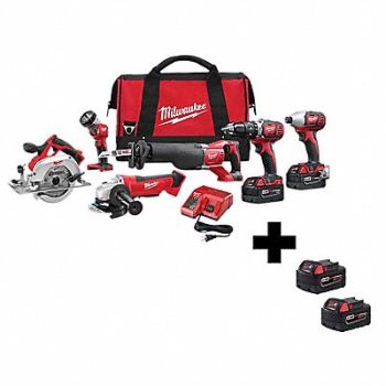 MILWAUKEE Cordless Combination Kit 18V 6 Tools, 356XG7