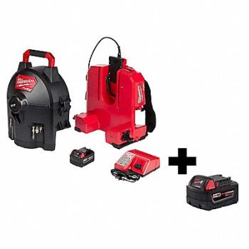 MILWAUKEE Drain Gun Kit Max Run 100 ft 18V 5.0 Ah, 356XM2