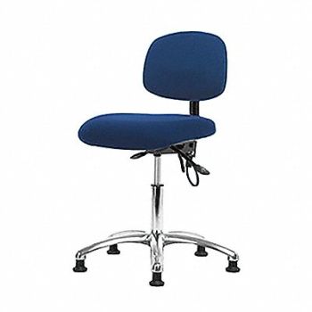 BLUE RIDGE ERGONOMICS Fabric ESD Chr Desk Tilt Glides Blue, 358F11
