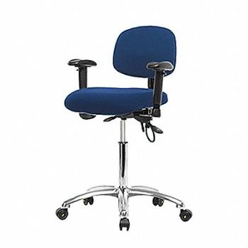 BLUE RIDGE ERGONOMICS Fab ESD Chr Med Tilt AA Cstrs Blue, 358F21