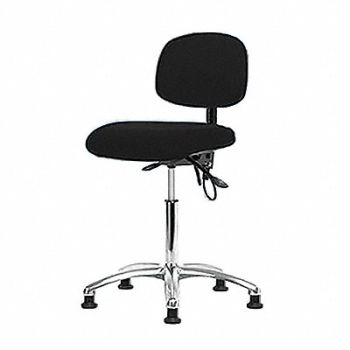 BLUE RIDGE ERGONOMICS Fabric ESD Chair Med Tilt Glides Blk, 358F30
