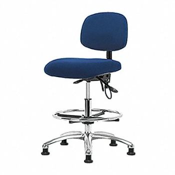 BLUE RIDGE ERGONOMICS Fab ESD Chr Med Tilt FR Glides Blue, 358F35