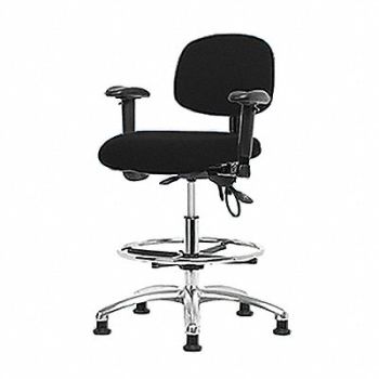 BLUE RIDGE ERGONOMICS Fab ESD Chr Med Arms FR Glides Blk, 358F42