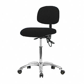 BLUE RIDGE ERGONOMICS Fabric ESD Chair Med Casters Black, 358F44