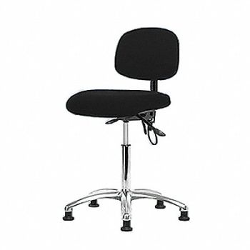 BLUE RIDGE ERGONOMICS Fabric ESD Chair Med Glides Black, 358F46