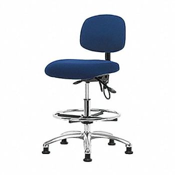 BLUE RIDGE ERGONOMICS Fabric ESD Chair Med FR Glides Blue, 358F51