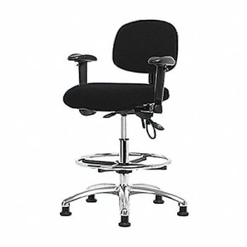 BLUE RIDGE ERGONOMICS Fab ESD Chr Hi Tilt AA FR Stat Blk, 358F54