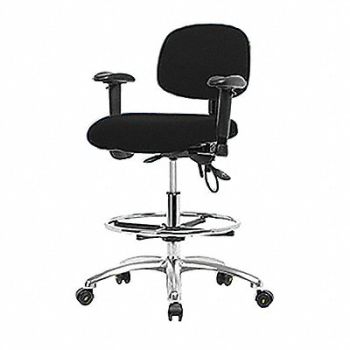 BLUE RIDGE ERGONOMICS Fab ESD Chr High Arms FR Cstrs Blk, 358F60