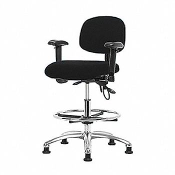 BLUE RIDGE ERGONOMICS Fab ESD Chr High Arms FR Glides Blk, 358F62