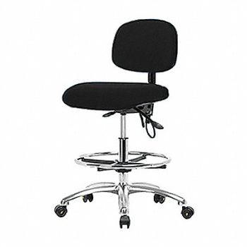 BLUE RIDGE ERGONOMICS Fabric ESD Chair High FR Casters Blk, 358F64