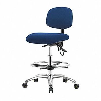 BLUE RIDGE ERGONOMICS Fabric ESD Chair High FR Cstrs Blue, 358F65