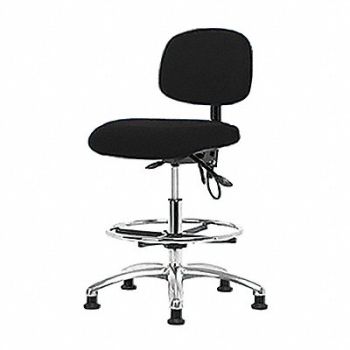 BLUE RIDGE ERGONOMICS Fabric ESD Chair High FR Glides Blk, 358F66