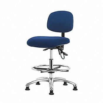 BLUE RIDGE ERGONOMICS Fabric ESD Chair High FR Glides Blue, 358F67