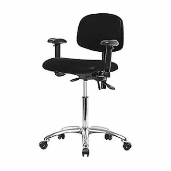 BLUE RIDGE ERGONOMICS Vinyl ESD Chr Dsk Tilt AA Cstrs Blk, 358F68