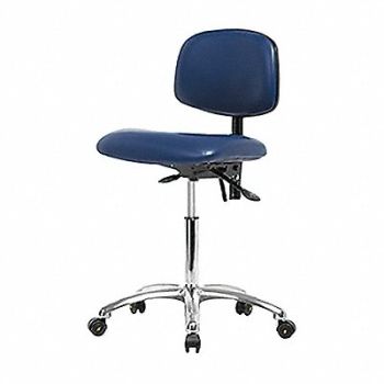 BLUE RIDGE ERGONOMICS Vinyl ESD Chair Desk Tilt Cstrs Blue, 358F73
