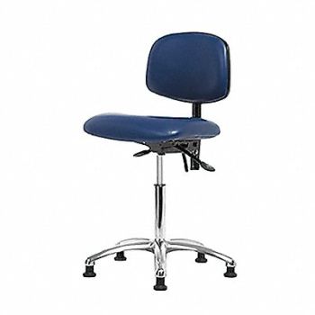 BLUE RIDGE ERGONOMICS Vinyl ESD Chr Desk Tilt Glides Blue, 358F75