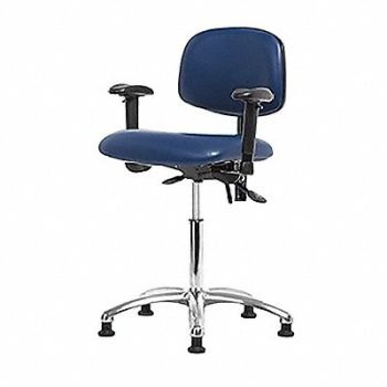 BLUE RIDGE ERGONOMICS Vinyl ESD Chr Desk Arms Glides Blue, 358F79