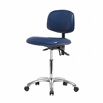 BLUE RIDGE ERGONOMICS Vinyl ESD Chair Desk Casters Blue, 358F81