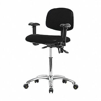 BLUE RIDGE ERGONOMICS Vinyl ESD Chr Med Tilt AA Cstrs Blk, 358F84