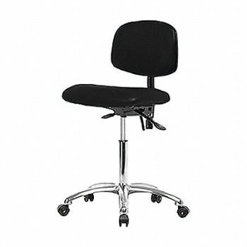 BLUE RIDGE ERGONOMICS Vinyl ESD Chair Med Tilt Casters Blk, 358F92