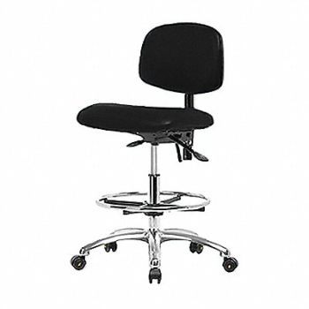 BLUE RIDGE ERGONOMICS Vinyl ESD Chr Med Tilt FR Cstrs Blk, 358F96