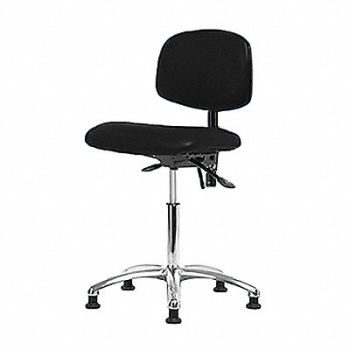 BLUE RIDGE ERGONOMICS Vinyl ESD Chair Med Glides Black, 358G11