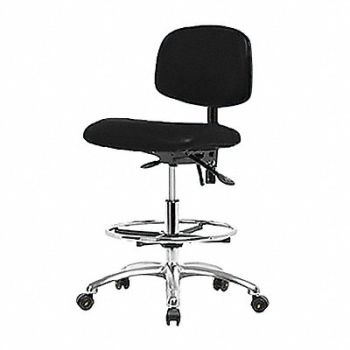 BLUE RIDGE ERGONOMICS Vinyl ESD Chair Med FR Casters Black, 358G13