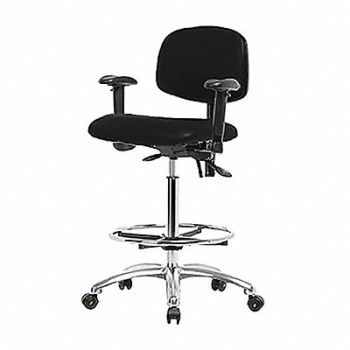 BLUE RIDGE ERGONOMICS Vinyl ESD Hi Tilt AA FR Cstrs Blk, 358G17