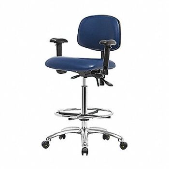 BLUE RIDGE ERGONOMICS Vinyl ESD Hi Tilt AA FR Cstrs Blue, 358G18