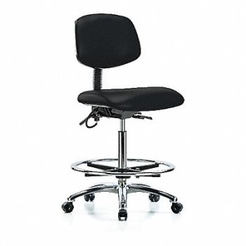 BLUE RIDGE ERGONOMICS Vinyl ESD Chr Hi Tilt FR Cstrs Blk, 358G21