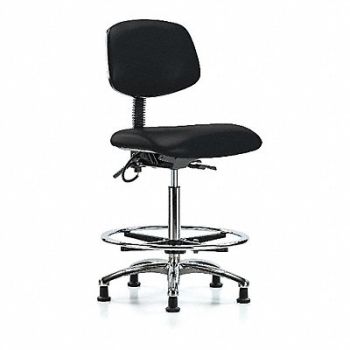 BLUE RIDGE ERGONOMICS Vinyl ESD Chair High FR Glides Black, 358G31