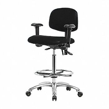 BLUE RIDGE ERGONOMICS Vinyl ESD Chr High AA FR Cstrs Blk, 358G25