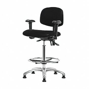 BLUE RIDGE ERGONOMICS Vinyl ESD Chr High Arms FR Stat Blk, 358G27