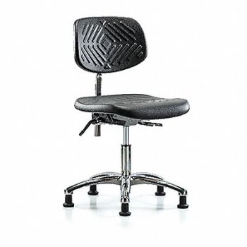 BLUE RIDGE ERGONOMICS Poly Clean Room Chair Low Stat Black, 358L20