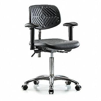 BLUE RIDGE ERGONOMICS Poly CR Chair Med Tilt AA Cast Blk, 358L21