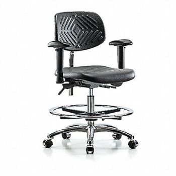BLUE RIDGE ERGONOMICS Poly CR Chair Med AA FR Cast Blk, 358L31