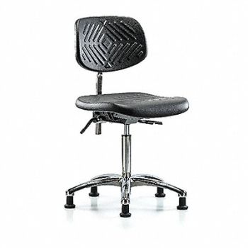BLUE RIDGE ERGONOMICS Poly Clean Room Chair Med Stat Black, 358L34