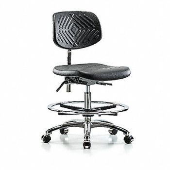 BLUE RIDGE ERGONOMICS Poly CR Chair Med Tilt FR Cast Blk, 358L27