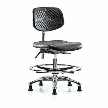 BLUE RIDGE ERGONOMICS Poly CR Chair Med Tilt FR Stat Blk, 358L28