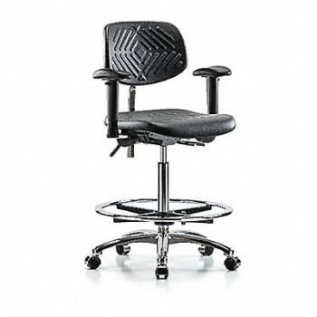 BLUE RIDGE ERGONOMICS Poly CR Chair Hi T AA FR Cast Blk, 358L37