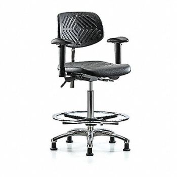 BLUE RIDGE ERGONOMICS Poly CR Chair High AA FR Stat Blk, 358L42