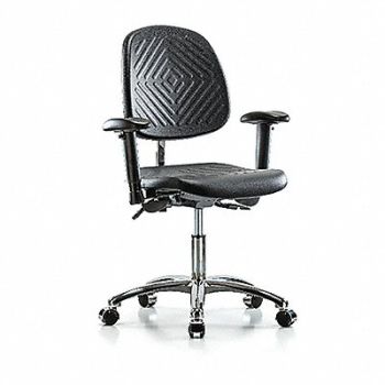 BLUE RIDGE ERGONOMICS Poly CR Chair Low Md Bk AA Cast Blk, 358L49