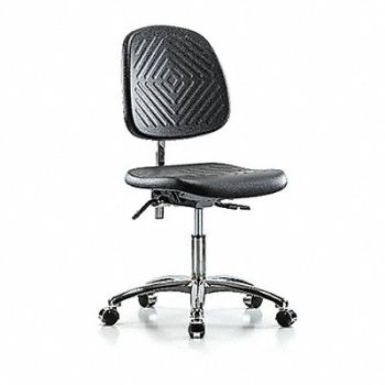 BLUE RIDGE ERGONOMICS Poly CR Chair Low Med Back Cast Blk, 358L51