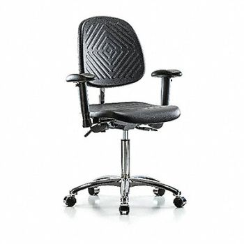 BLUE RIDGE ERGONOMICS Poly CR Chair Med Md Bk AA Cast Blk, 358L61